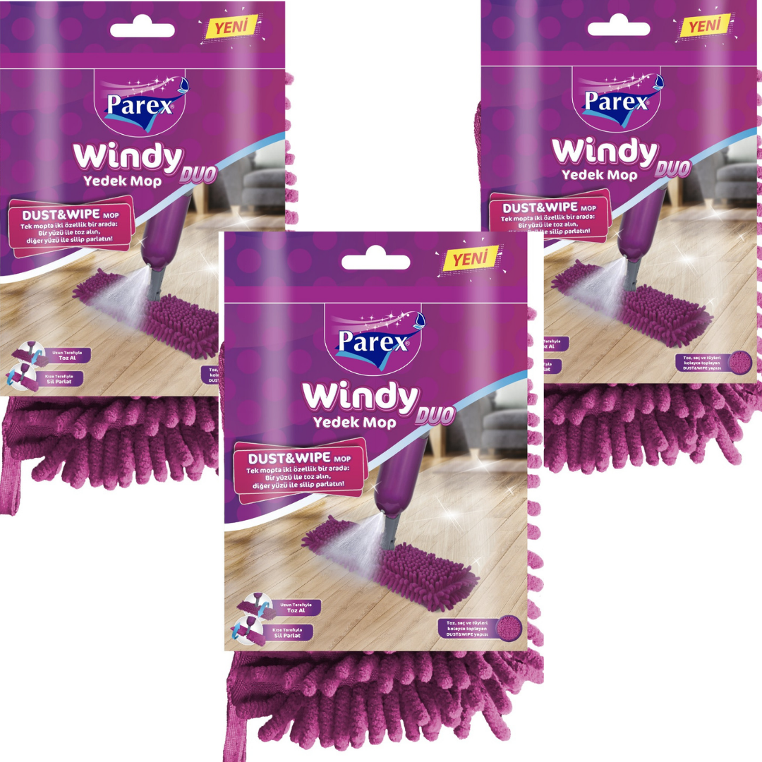 Parex%20Windy%20Duo%20Dust&Wipe%20(Islak%20Kuru%20Mop)%20Yedek%20Mop%20X%203%20Adet